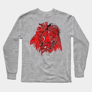 Lion Head Drawing Illustration Artwork Wildlife Predator Whiskers Long Sleeve T-Shirt